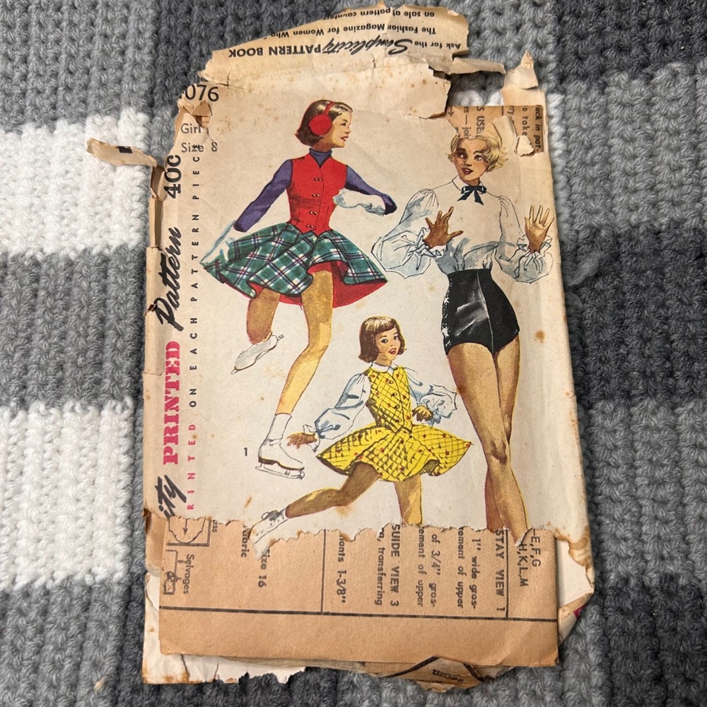 Simplicity Sewing Pattern 4076 Sz 8 Vintage 1950s Skate Costume Retro‎ CUT Desc